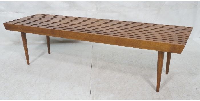 Lot 702 Mid Century Modern Wood Slat Bench Coffee Table. 