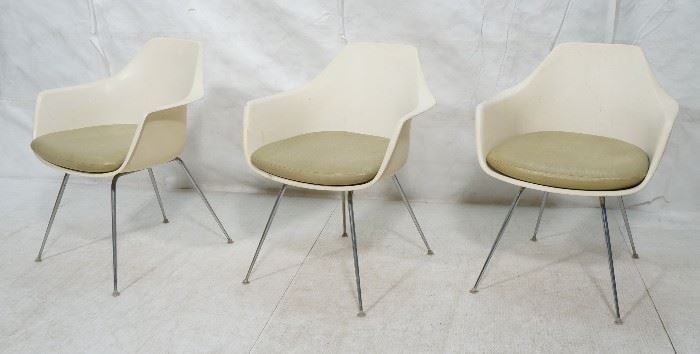 Lot 720 Set of 3 BURKE Molded Shell Form Lounge Chairs. O
