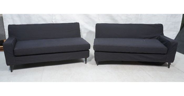 Lot 729 2pt Black Fabric Sectional Sofa. Modernist horizo