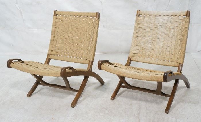 Lot 738 2pc Hans Wegner Style Folding Lounge Chairs. Wove