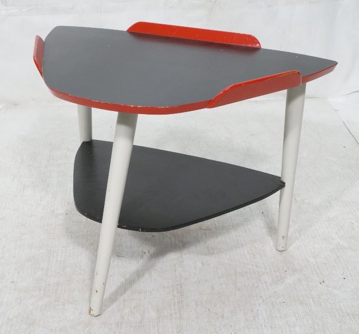 Lot 741 Modernist Red Black White Two Tier Table. Tapered