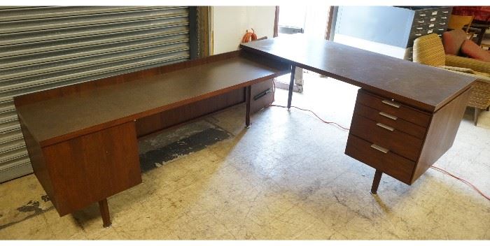 Lot 742 Modernist L Form Corner Executive Desk. Modeled b