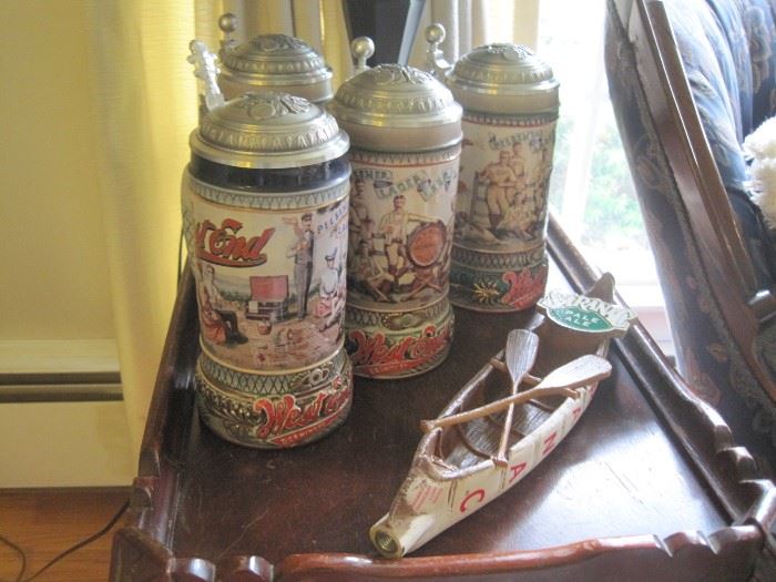 steins on end table