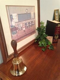 School bell and classroom scene art