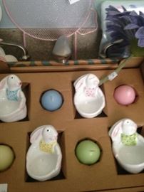Bunny candle holders complete with egg candles