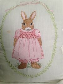 Smocked bunny pillow