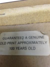 Guaranteed old print of approximately 100 year old