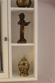Vintage Perfume Bottle, Florentine figure, African brass bowl
