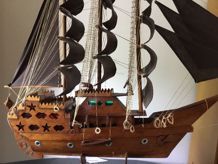 Large wooden 3 mast sailing ship