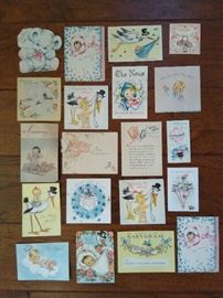 Vintage baby announcement cards (used)