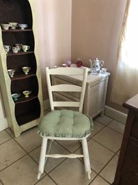 Antique ladder back rocking chair - excellent condition
Wicker nightstand and double bed headboard (not pictured) - excellent condition
