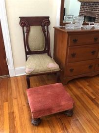 Antique Victorian rosewood chair - excellent condition except needs to be recovered
Plus, antique ottoman
