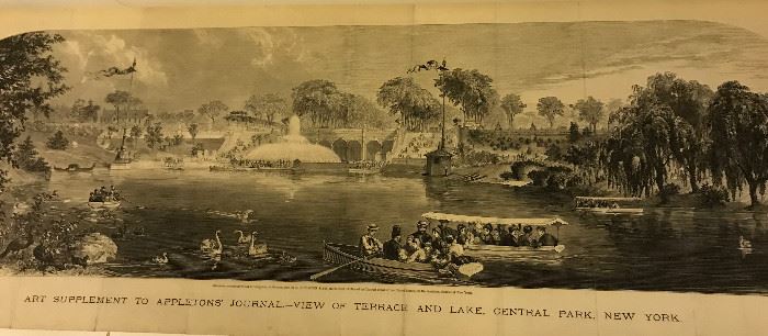View of terrace and lake, Central Park, New York from Appleton's Journal, 1869