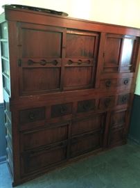 Kitchen Tansu....two pieces.   Beautiful deep color.