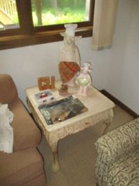 Marble end table and household items