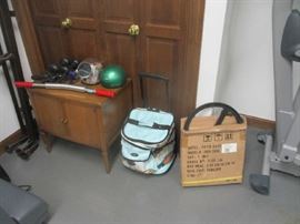 Weight room equipment and nightstand