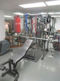 Weight room station, exercise equipment, dumbbells, weight room supplies