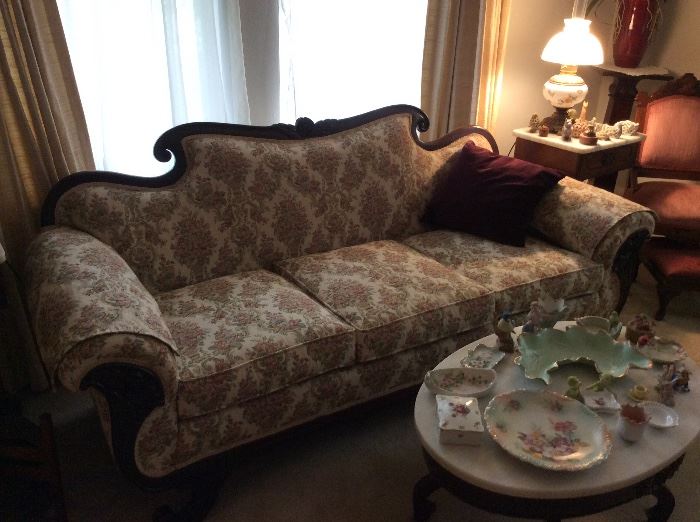 Victorian sofa covered in fabulous tapestry