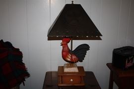 Rooster Lamp with Tin Shade
