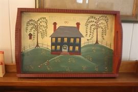 Wooden Folk Art Serving Tray