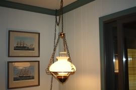 Hanging Lamp - Hobnail Shade with Globe
