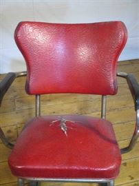 Chair red rocker, damaged seat