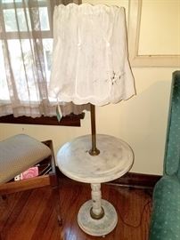 Painted table lamp with handmade shade