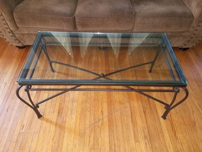 Glass and bronze coffee table