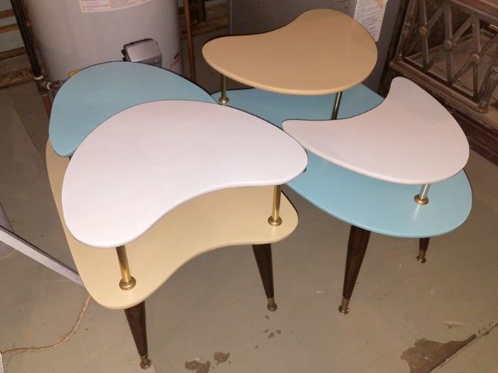 Incredible retro mid-mod kidney painted end tables