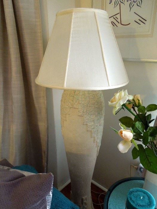 Large plaster cubist inspired floor lamp