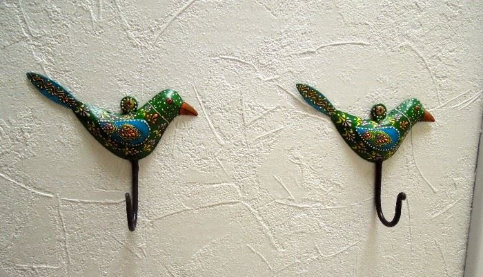 Two oaxacan inspired metal bird hooks