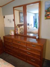 Thomasville mid century dresser and mirror