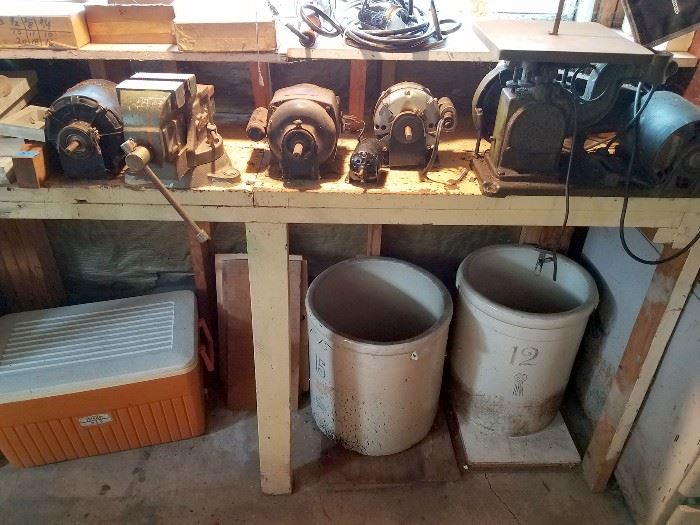 Large crocks, tools and more