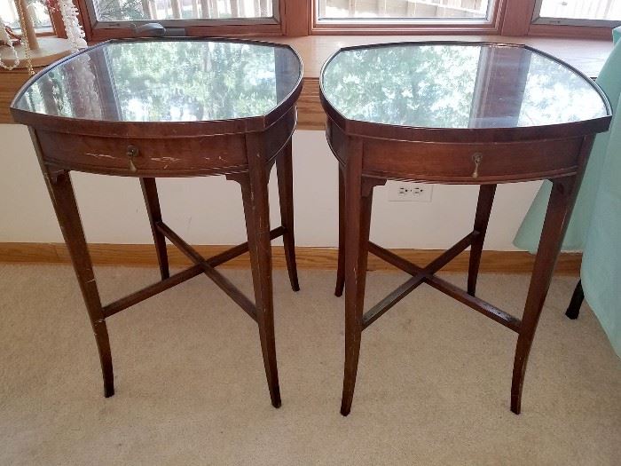 Vintage end tables and matching coffee table