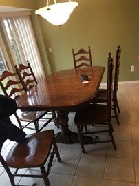 Oak Dinette with 6 chairs 