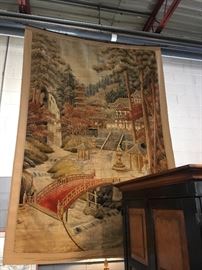 Antique Tapestries 
Hand Woven 1900’s imported from Japan
Made with Silk Thread
The backing was professionally replaced 
75” X 120”   (6.3’ wide x 10 ‘ long)
$3500 - will sell on-line - shipping and insurance extra
