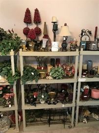 Silk Plants, Candles, metal decor