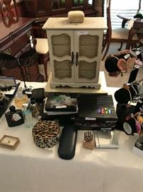 make up, perfume and jewelry boxes