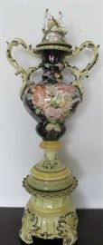 Large Cherub Urn on Pedestal, Made In Italy by Bassano 
