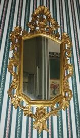 Vintage Ornate Gilt Wood Wall Mirror 