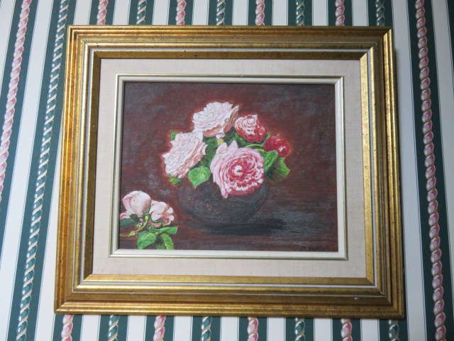 Signed Floral Still LIfe Oil Painting on Board