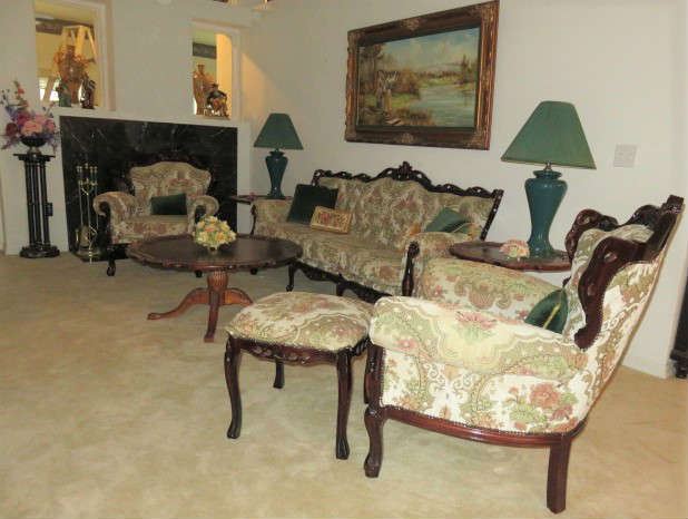 Union City French Provincial Living Room Furniture Made in Italy. Sofa, Love Seat, Matching Arm Chairs & Ottoman