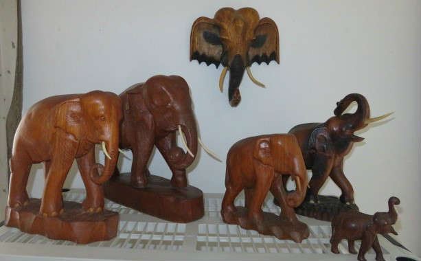 Carved Wood Elephants
