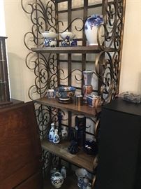 5-Shelf Open Display Cabinet w/Wrought Iron Scroll Sides (two available)