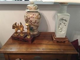 Satsuma Temple Jar, Reticulated Cherry Blossom Lamp,