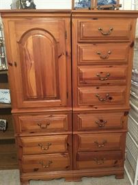 2- "Dixie" Chests....1 w/ doors, 1 w/drawers only        Each chest is 24.5"w X 72"h
