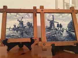 Delft Tiles framed in rustic frames
