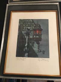 Signed Colored Etching                                                                      by German Artist Horst Rosemann