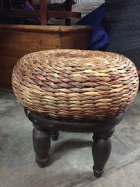 Woven Round Low Stool 
