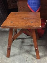 2 Square Vintage Rustic Peg Leg Tables